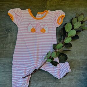 Pink and Orange Striped Kids One Piece